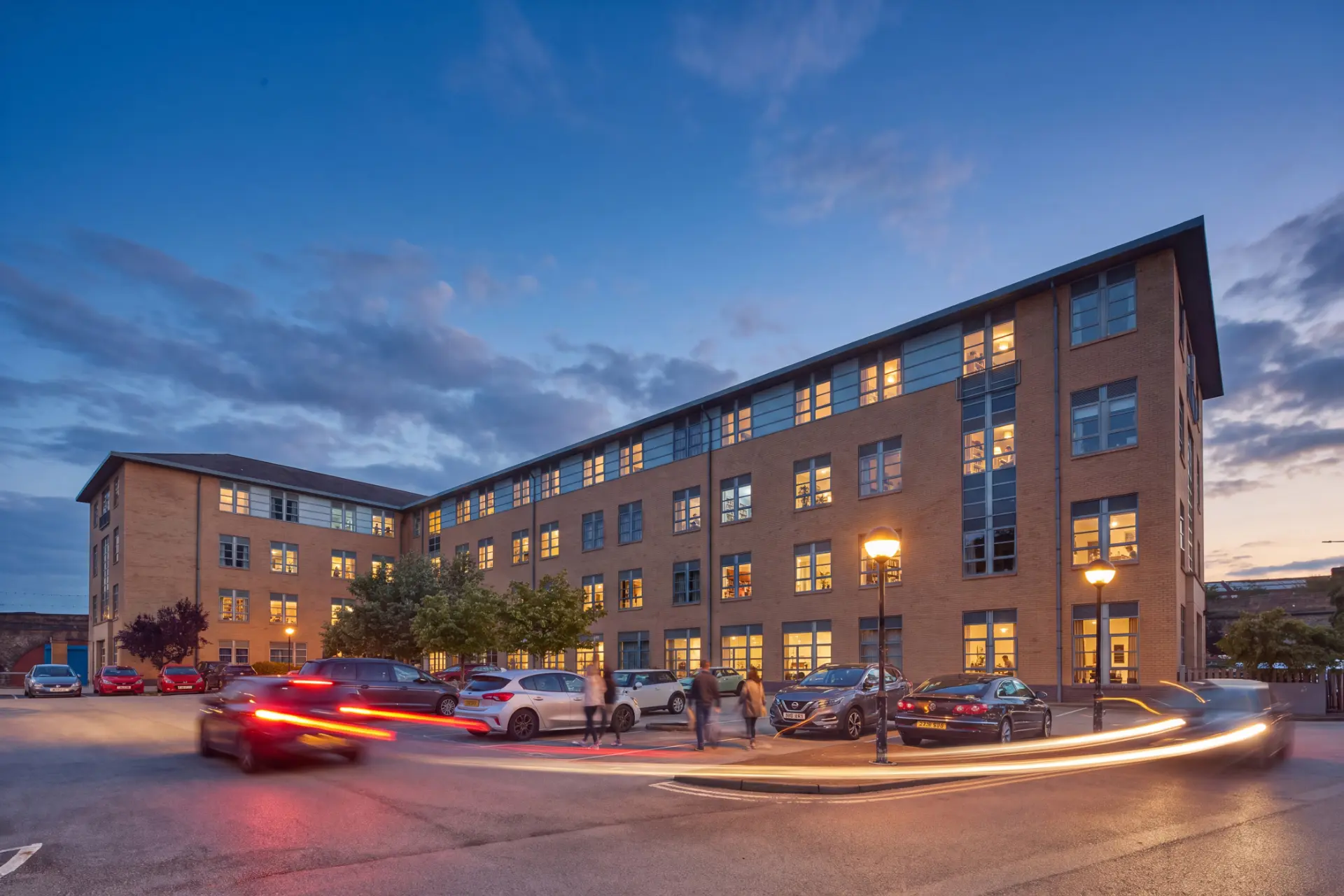 Fortuna Terra development building at dusk